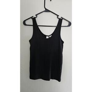 Joie Black Ribbed Knit Tank Top Scoop Neck Premium Basic Size M